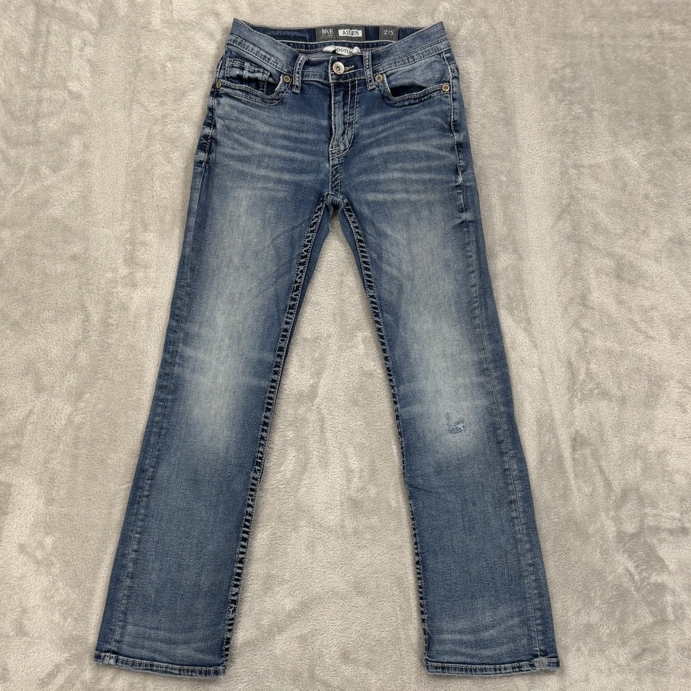 Buckle BKE Jeans Mens 27S Aiden Slim Bootcut Western Whiskered Distressed Faded